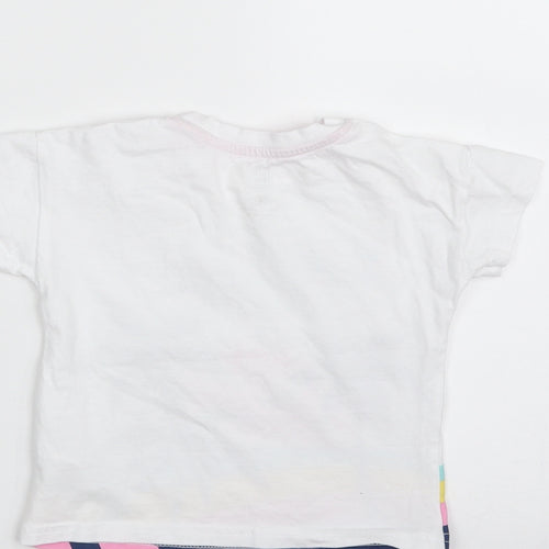 F&F Girls White  100% Cotton Basic T-Shirt Size 9-12 Months Crew Neck Pullover - Little Surfer