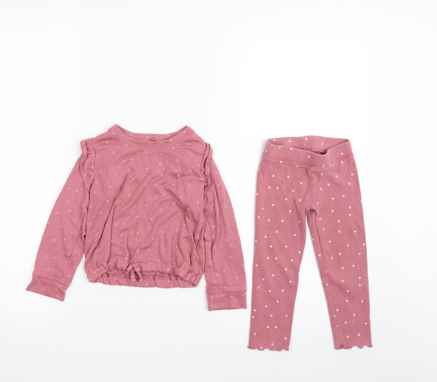 OshKosh B’gosh Girls Pink Polka Dot Polyester Top Lounge Set Size 2 Years  Pullover