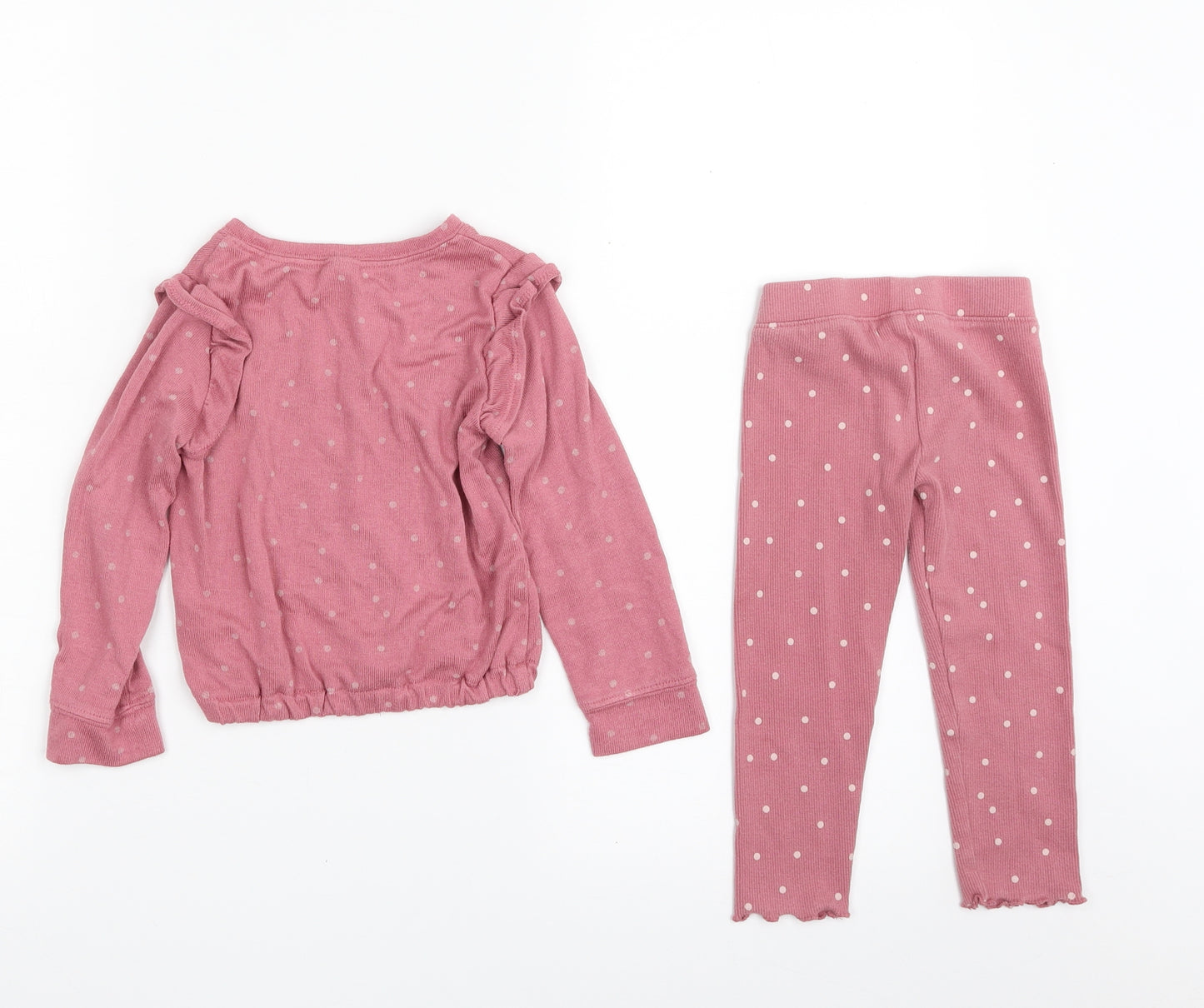 OshKosh B’gosh Girls Pink Polka Dot Polyester Top Lounge Set Size 2 Years  Pullover