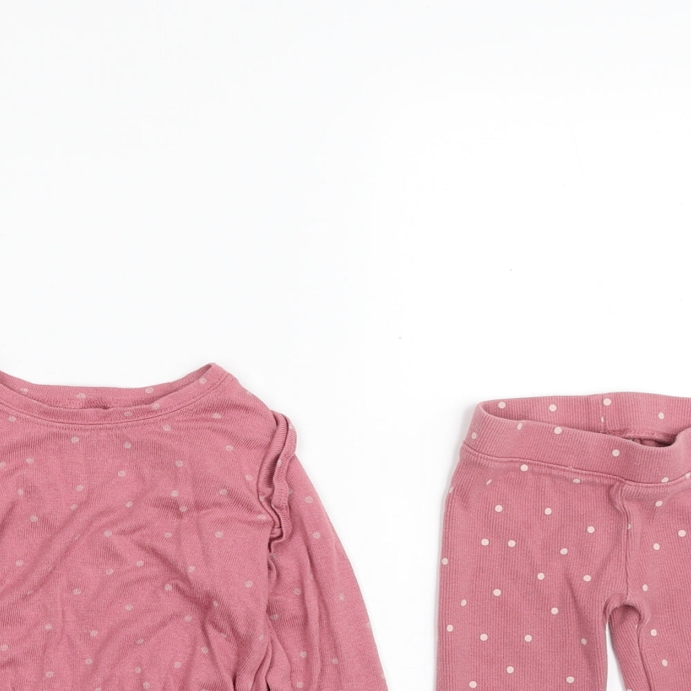 OshKosh B’gosh Girls Pink Polka Dot Polyester Top Lounge Set Size 2 Years  Pullover