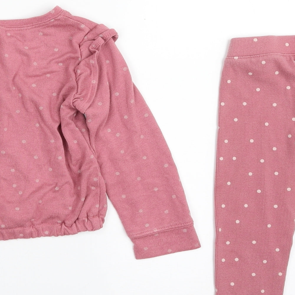 OshKosh B’gosh Girls Pink Polka Dot Polyester Top Lounge Set Size 2 Years  Pullover