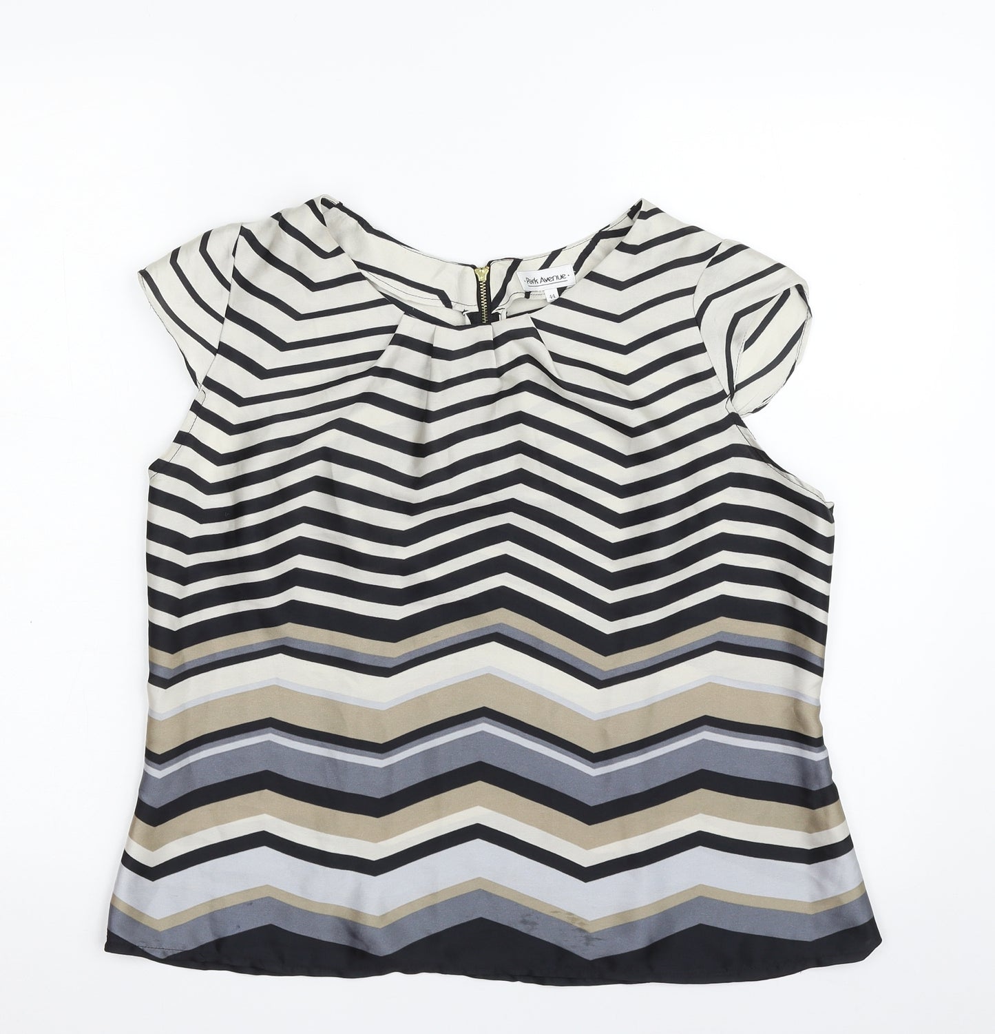 Park Avenue Womens Multicoloured Geometric Polyester Basic Blouse Size 16 Scoop Neck