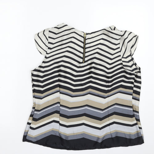 Park Avenue Womens Multicoloured Geometric Polyester Basic Blouse Size 16 Scoop Neck