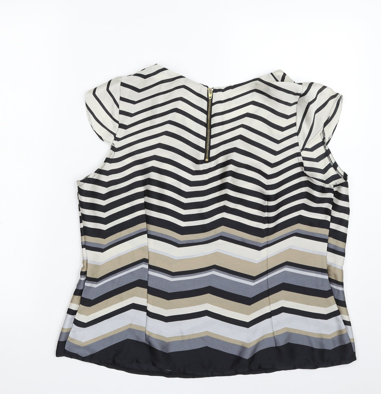 Park Avenue Womens Multicoloured Geometric Polyester Basic Blouse Size 16 Scoop Neck