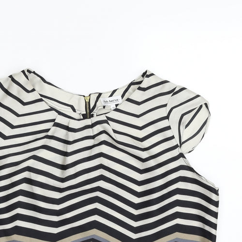 Park Avenue Womens Multicoloured Geometric Polyester Basic Blouse Size 16 Scoop Neck