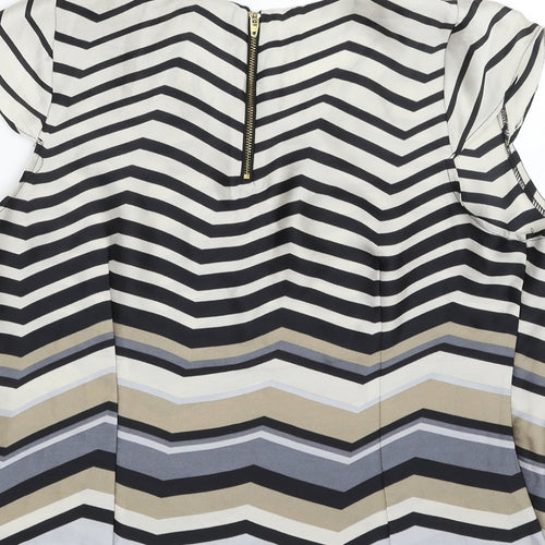 Park Avenue Womens Multicoloured Geometric Polyester Basic Blouse Size 16 Scoop Neck