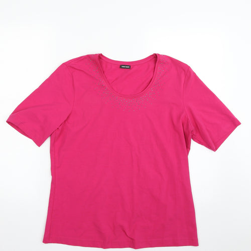 Gerry Weber Womens Pink  Polyester Basic T-Shirt Size M Scoop Neck