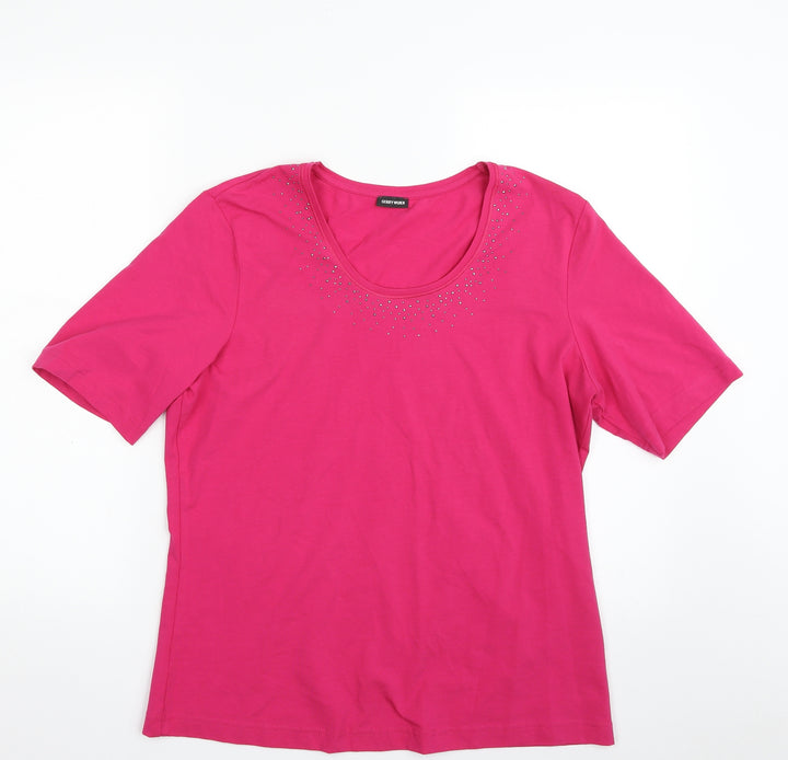 Gerry Weber Womens Pink  Polyester Basic T-Shirt Size M Scoop Neck