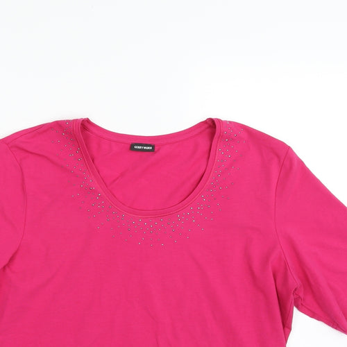Gerry Weber Womens Pink  Polyester Basic T-Shirt Size M Scoop Neck