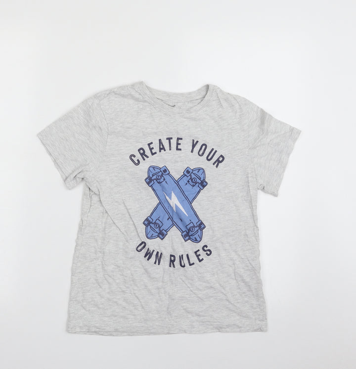 Primark Boys Grey Cotton Basic T-Shirt Size 9-10 Years Crew Neck Pullover - Create Your Own Rules