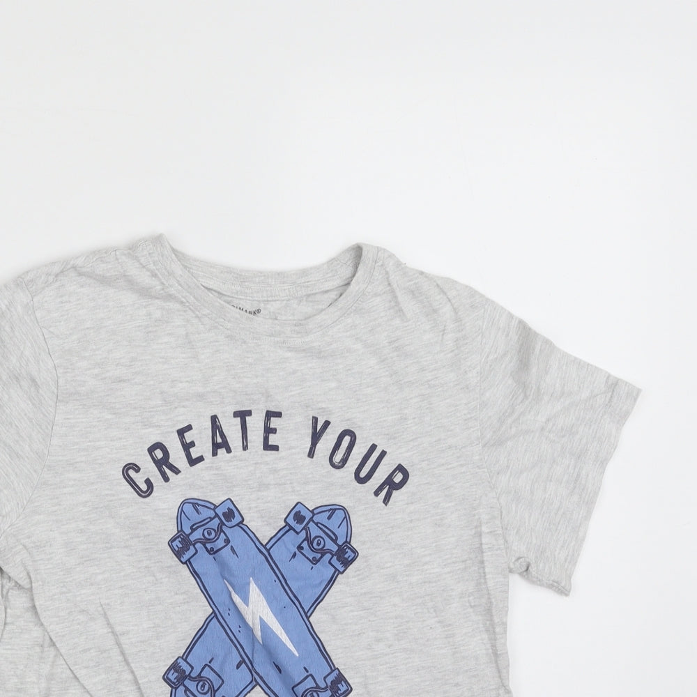 Primark Boys Grey  Cotton Basic T-Shirt Size 9-10 Years Crew Neck Pullover - Create Your Own Rules