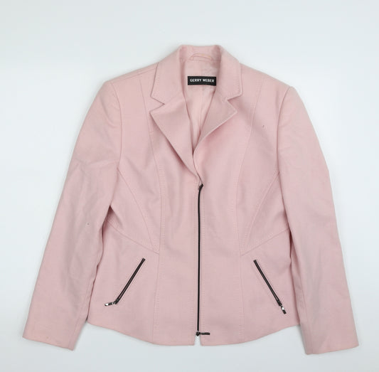Front view of Gerry Weber women’s pink jacket blazer, size UK 14, zip