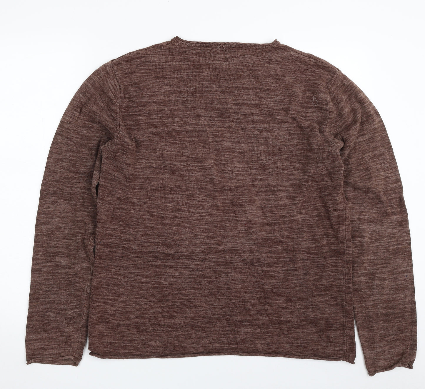 celiocasual Mens Brown Crew Neck  Cotton Pullover Jumper Size XL