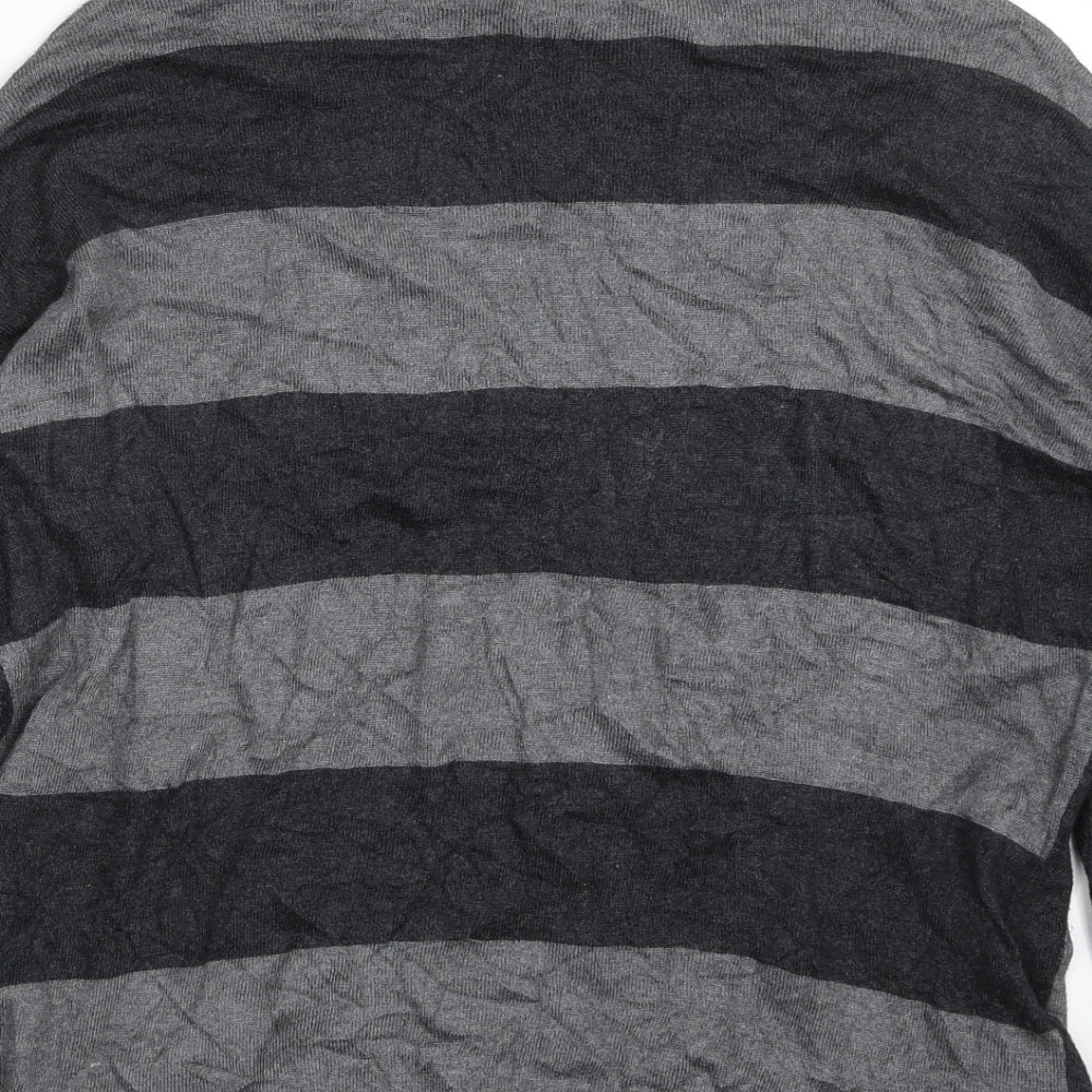 Mango Womens Grey Boat Neck Geometric Viscose Pullover Jumper Size M