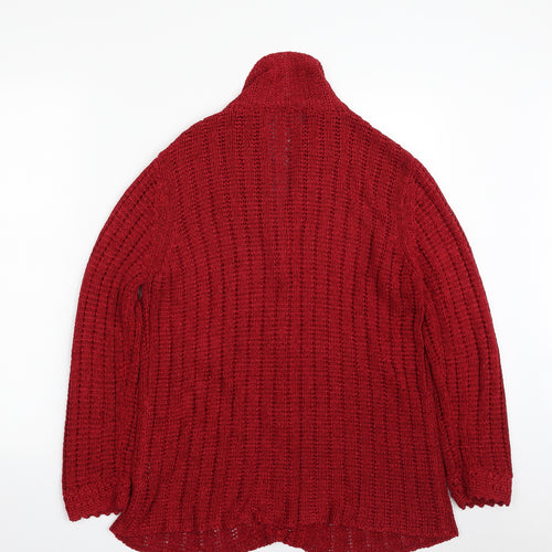 Per Una Womens Red Collared  Acrylic Cardigan Jumper Size M