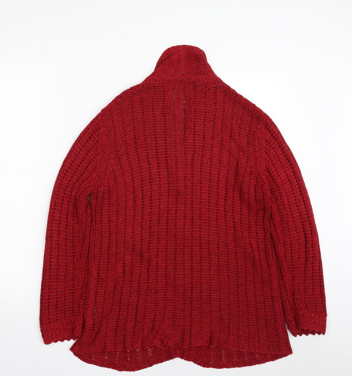 Per Una Womens Red Collared  Acrylic Cardigan Jumper Size M