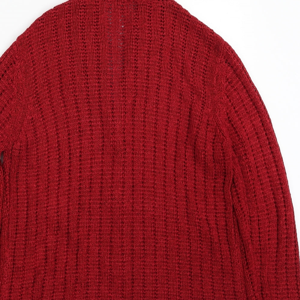 Per Una Womens Red Collared  Acrylic Cardigan Jumper Size M