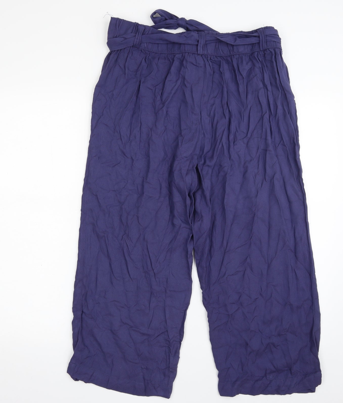 Yours Womens Blue  Viscose Cropped Trousers Size 16 L23 in Regular Zip