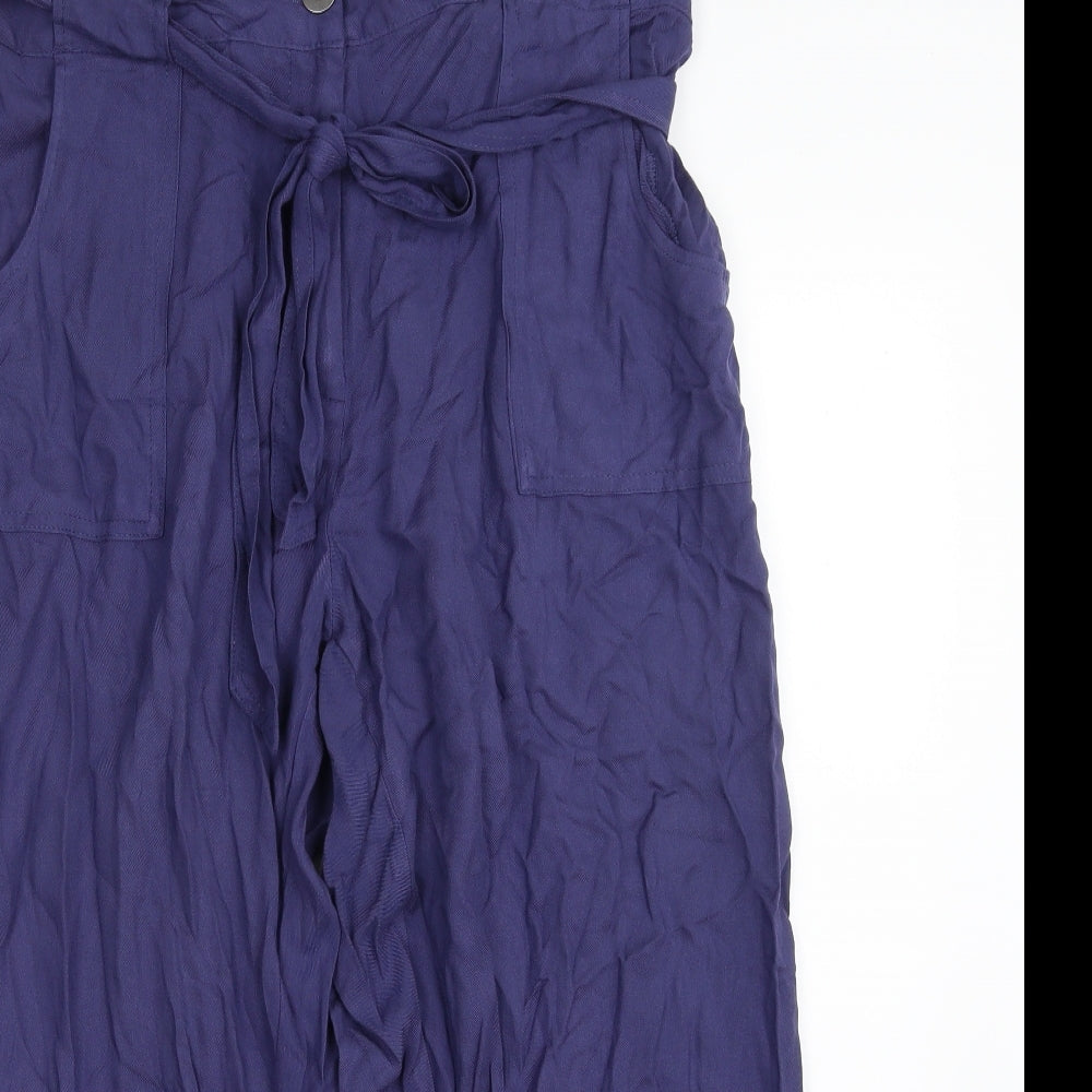 Yours Womens Blue  Viscose Cropped Trousers Size 16 L23 in Regular Zip