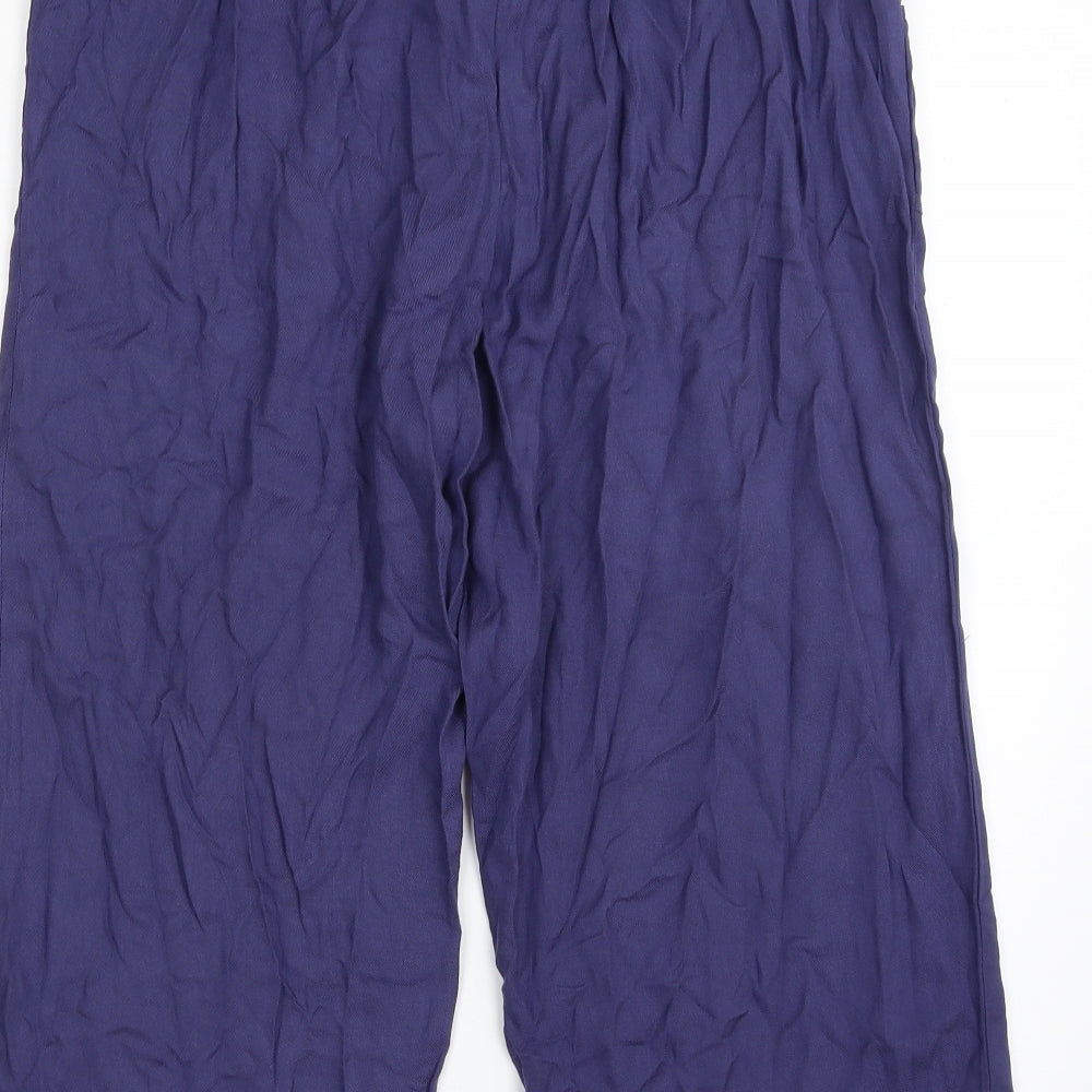 Yours Womens Blue  Viscose Cropped Trousers Size 16 L23 in Regular Zip