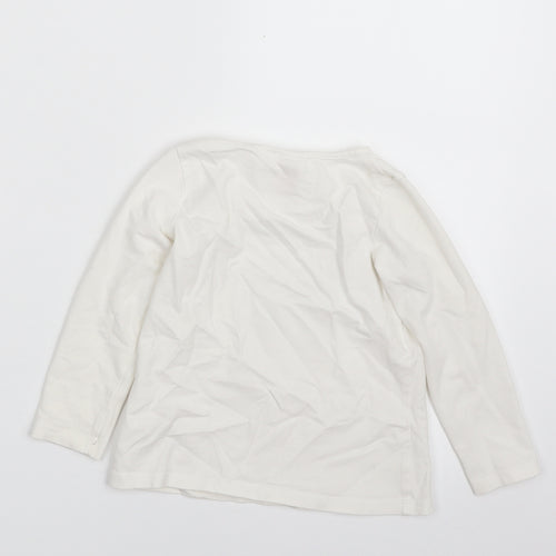 Dylan & Abby Girls White  Cotton Basic T-Shirt Size 2 Years Crew Neck Pullover - Dog