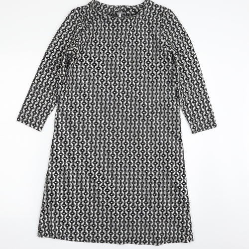 Rainbow Womens Black Geometric Polyester A-Line  Size XS  Boat Neck Pullover