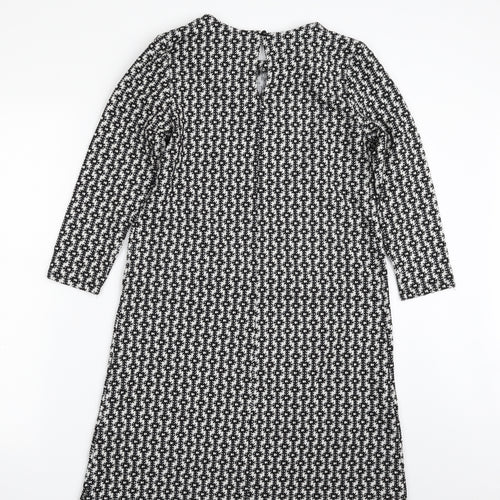 Rainbow Womens Black Geometric Polyester A-Line  Size XS  Boat Neck Pullover