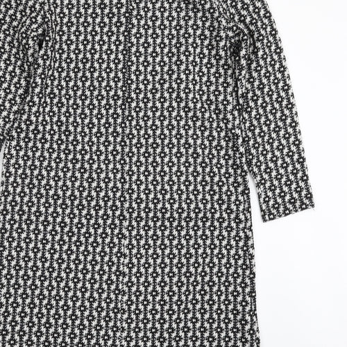 Rainbow Womens Black Geometric Polyester A-Line  Size XS  Boat Neck Pullover