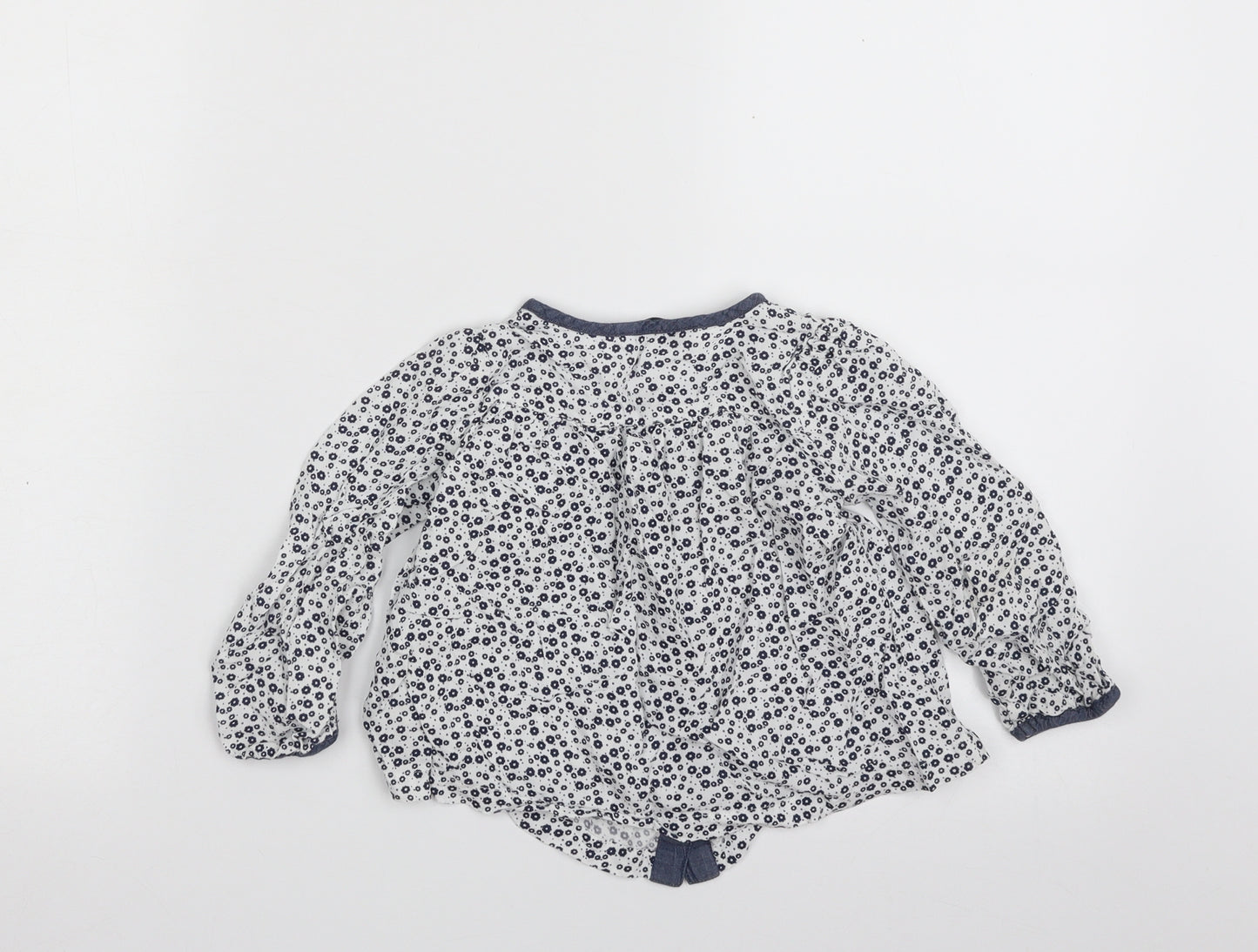 George Girls White Floral 100% Viscose Basic Button-Up Size 2-3 Years Round Neck Button