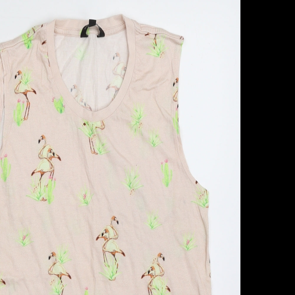 New Look Womens Pink  Viscose Basic T-Shirt Size 12 Scoop Neck - Flamingo