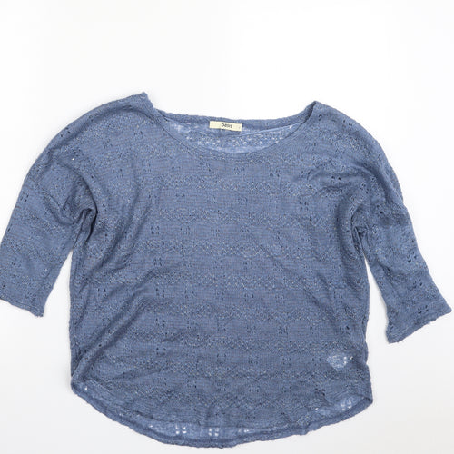 Oasis Womens Blue Boat Neck  Acrylic Pullover Jumper Size S