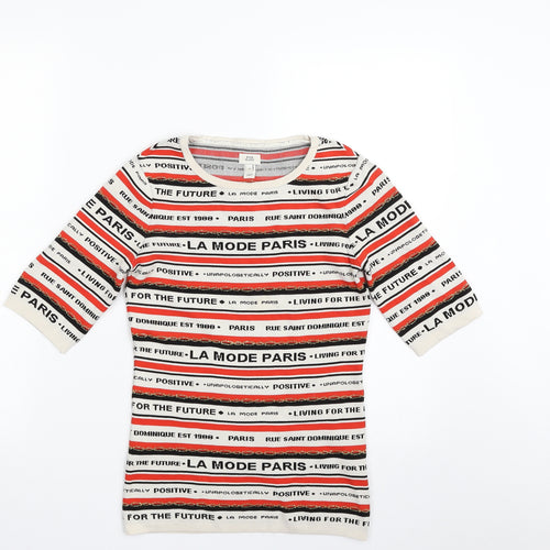 River Island Womens Multicoloured Crew Neck Striped Polyamide Pullover Jumper Size 8   - LA MODE PARIS