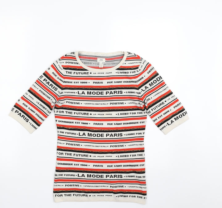 River Island Womens Multicoloured Crew Neck Striped Polyamide Pullover Jumper Size 8   - LA MODE PARIS