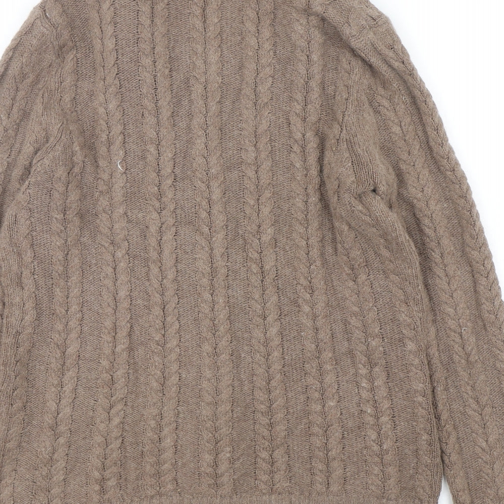 Kenar Womens Brown Collared  Nylon Cardigan Jumper Size XL
