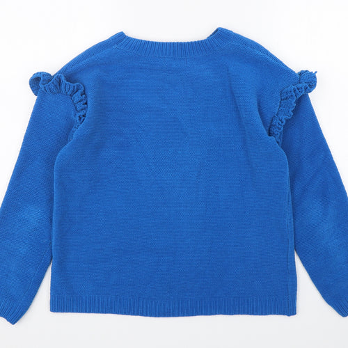 Papaya Womens Blue Round Neck  Polyester Pullover Jumper Size S