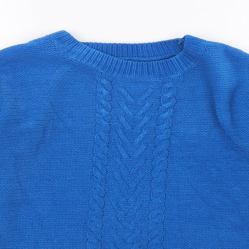 Papaya Womens Blue Round Neck  Polyester Pullover Jumper Size S