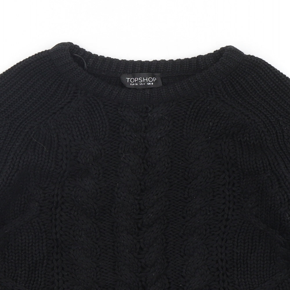 Topshop Womens Black Round Neck  Acrylic Pullover Jumper Size 8