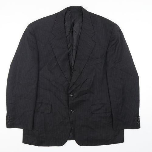 SCOTT Mens Grey Striped Polyester Jacket Suit Jacket