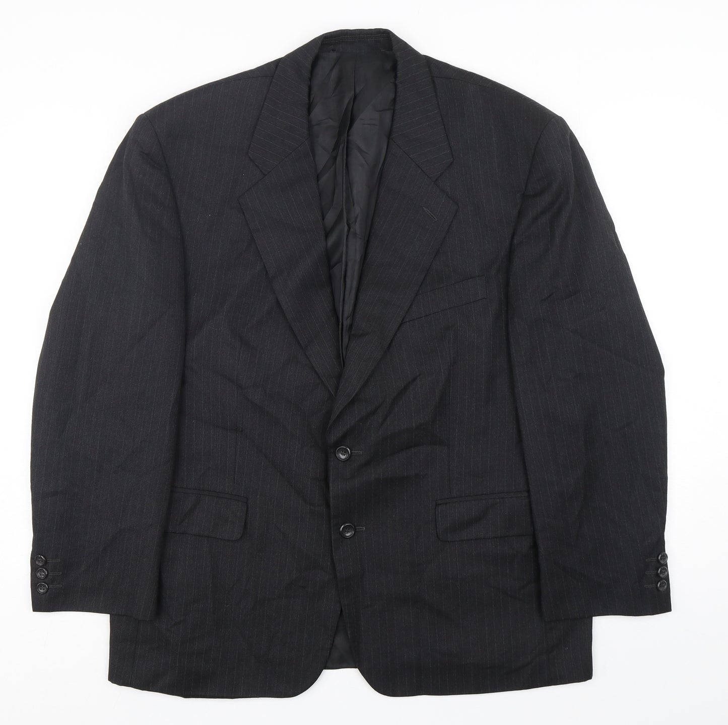 SCOTT Mens Grey Striped Polyester Jacket Suit Jacket