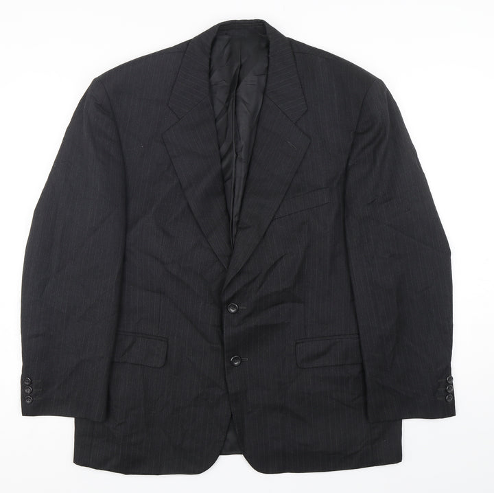 SCOTT Mens Grey Striped Polyester Jacket Suit Jacket