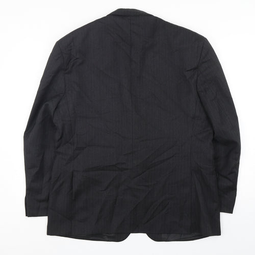 SCOTT Mens Grey Striped Polyester Jacket Suit Jacket