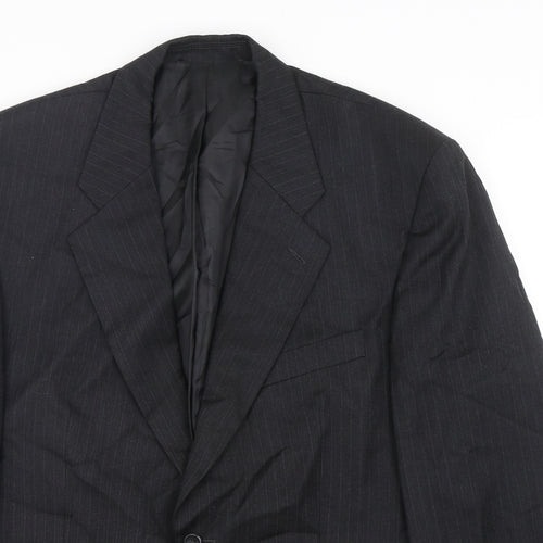 SCOTT Mens Grey Striped Polyester Jacket Suit Jacket