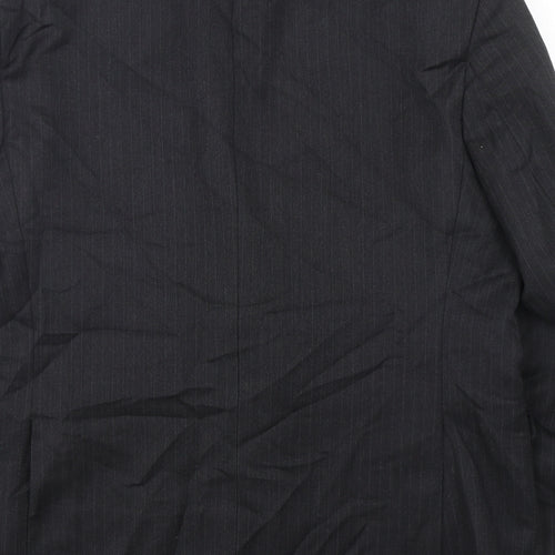 SCOTT Mens Grey Striped Polyester Jacket Suit Jacket