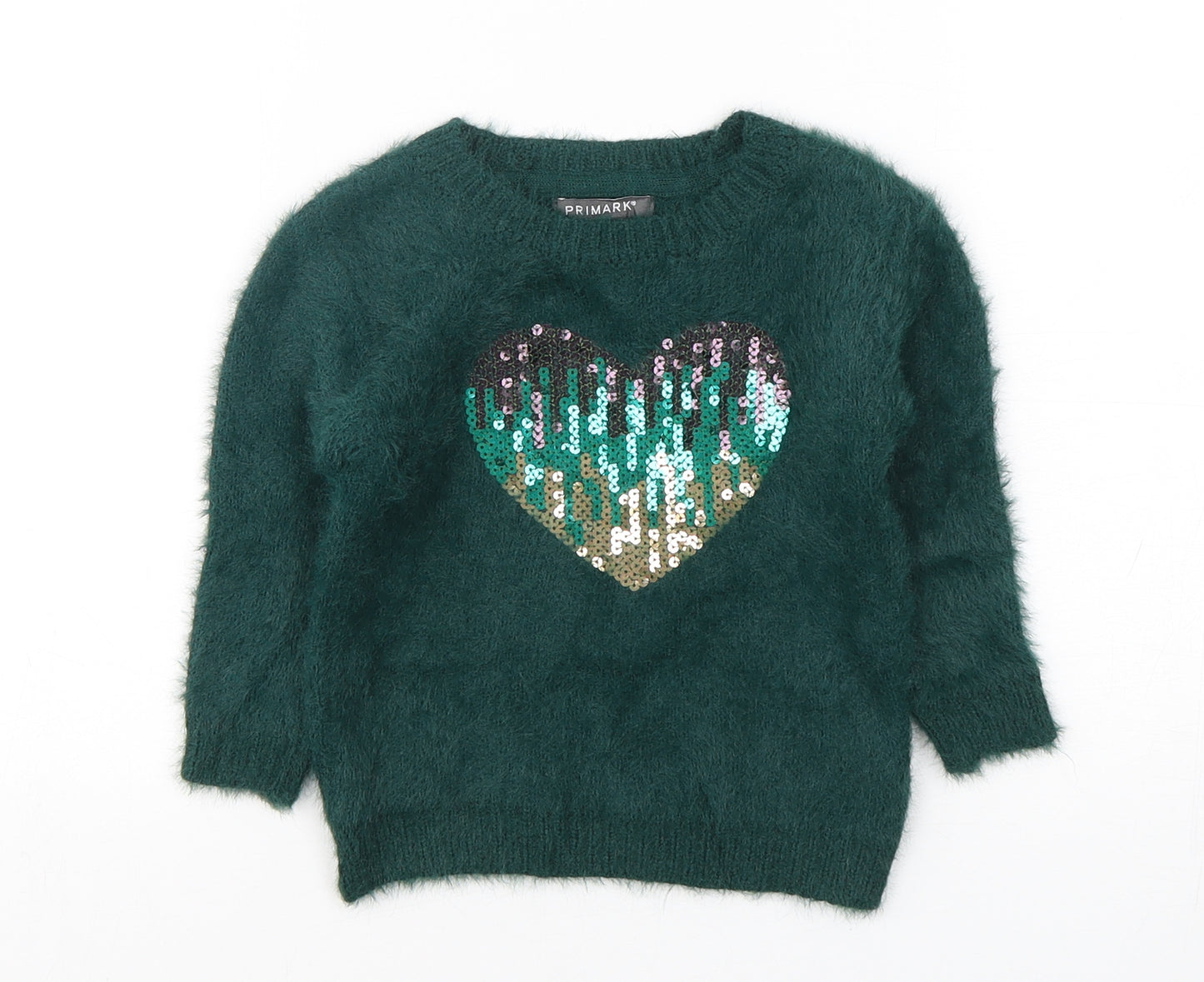 Primark Boys Green Round Neck  Polyamide Pullover Jumper Size 2-3 Years