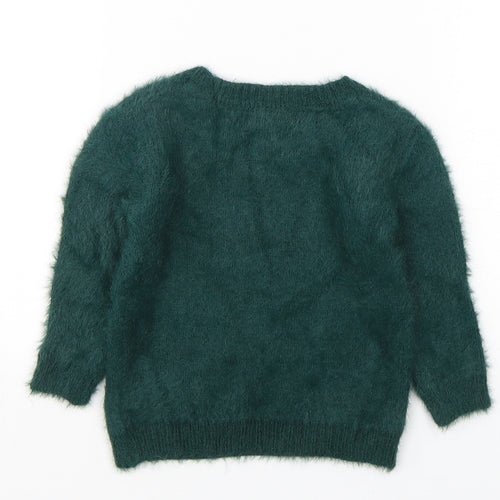 Primark Boys Green Round Neck  Polyamide Pullover Jumper Size 2-3 Years