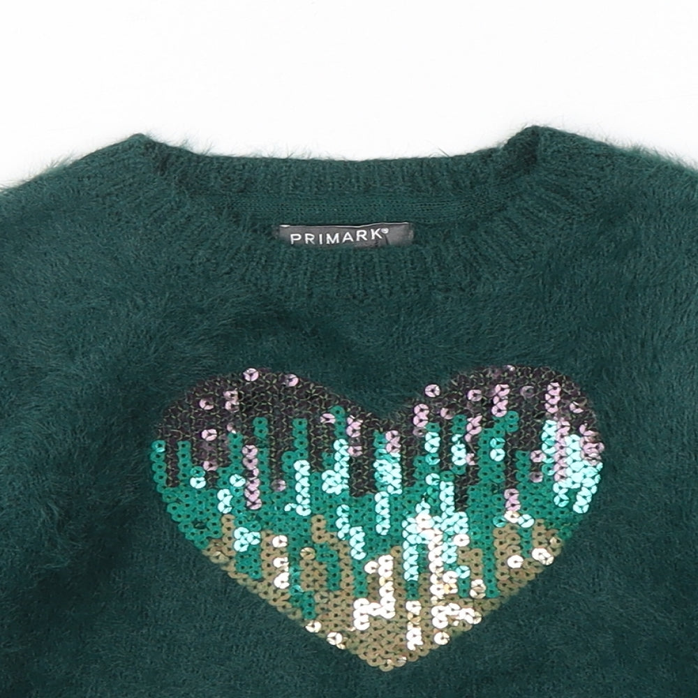 Primark Boys Green Round Neck  Polyamide Pullover Jumper Size 2-3 Years