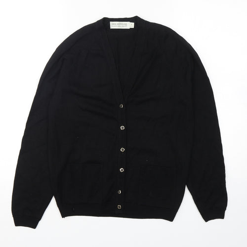 Holmewood Womens Black V-Neck  Wool Cardigan Jumper Size 10