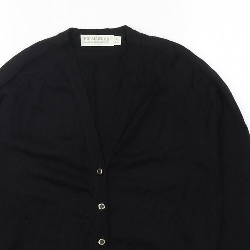 Holmewood Womens Black V-Neck  Wool Cardigan Jumper Size 10
