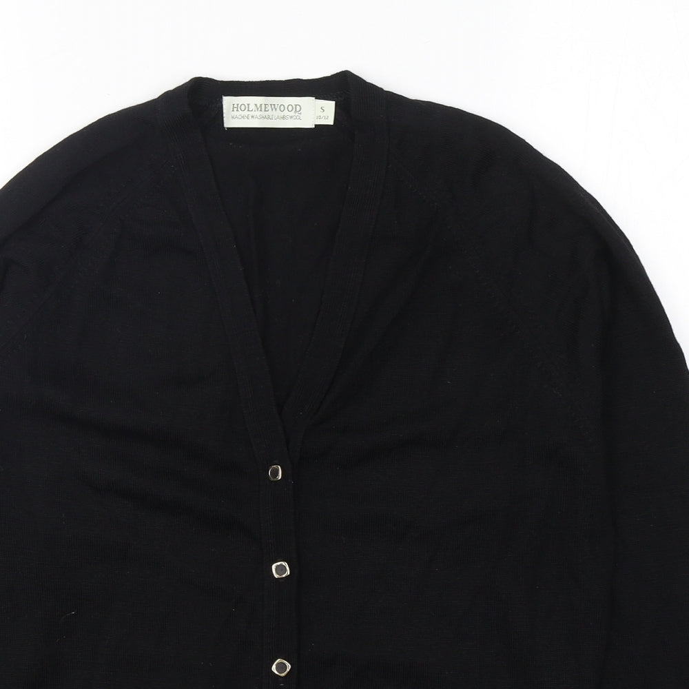 Holmewood Womens Black V-Neck  Wool Cardigan Jumper Size 10