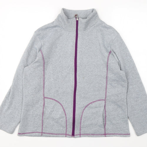 Anne De Lancay Womens Blue  Polyester Full Zip Sweatshirt Size L